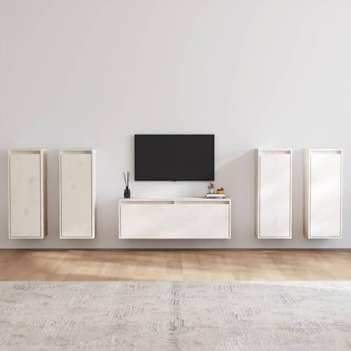 HOMEELIKE TV-Schr?nke 5 STK. Wei? Massivholz Kiefer von HOMEELIKE