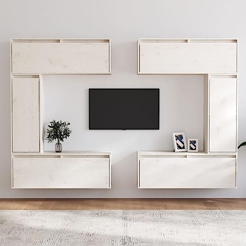 HOMEELIKE TV-Schr?nke 6 STK. Wei? Massivholz Kiefer von HOMEELIKE
