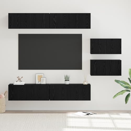 HOMEELIKE TV-Schr?nke mit Speicher mit T¨¹r 6 pcs Schwarz Eiche 80 x 30 x 30,5 cm von HOMEELIKE