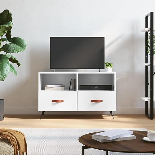 Modernes TV M?Bel Hochglanz Wei? aus Holzwerkstoff mit Ablagefl?Che und Metallbeinen Modernes TV M?Bel Hochglanz Wei? aus Holzwerkstoff mit Ablagefl?Che und Metallbeinen von HOMEELIKE