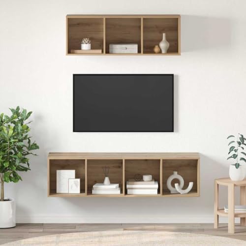 HOMEELIKE TV-Schrank Set 2 pcs Eiche handwerklich 37 x 37 x 142,5 cm von HOMEELIKE