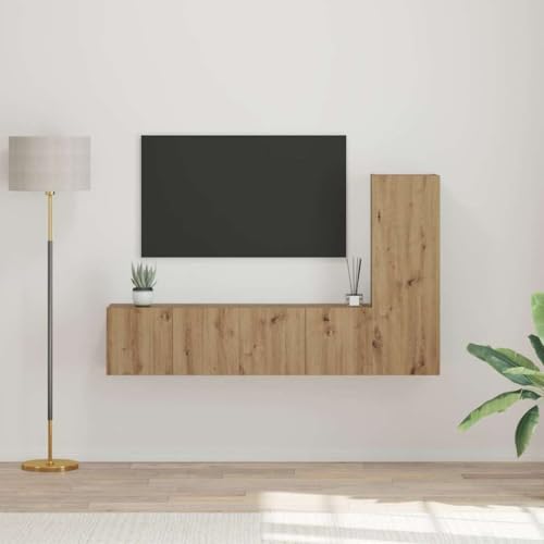 HOMEELIKE TV-Schrank-Set 3 pcs Eiche handwerklich 60 x 30 x 30 cm von HOMEELIKE
