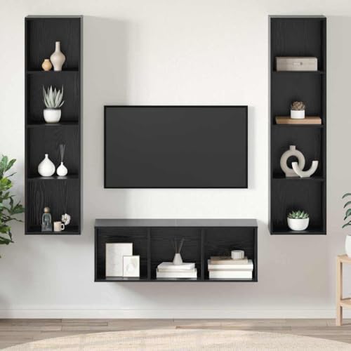 HOMEELIKE 3er Set Wandmontierte TV Schrankmodule Schwarz Eiche 37 x 37 x 142,5 cm Modernes Aufbewahrungsregal HOMEELIKE 3er Set Wandmontierte TV Schrankmodule Schwarz Eiche 37 x 37 x 142,5 cm Modernes Aufbewahrungsregal von HOMEELIKE