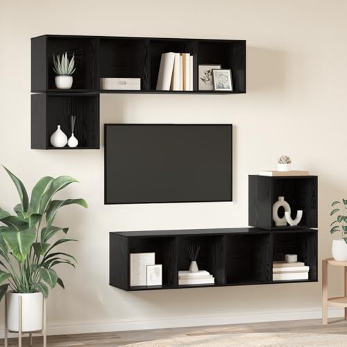 HOMEELIKE TV-Schrank-Set 4 pcs Schwarze Eiche 37 x 37 x 142,5 cm von HOMEELIKE