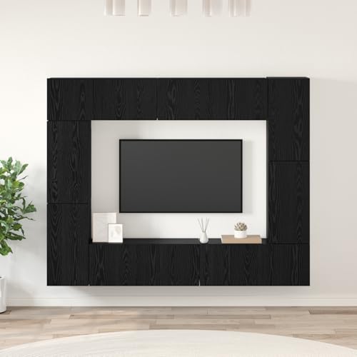 HOMEELIKE TV-Schrank-Set mit Regal 8 pcs Schwarz Eiche 80 x 30 x 30,5 cm von HOMEELIKE