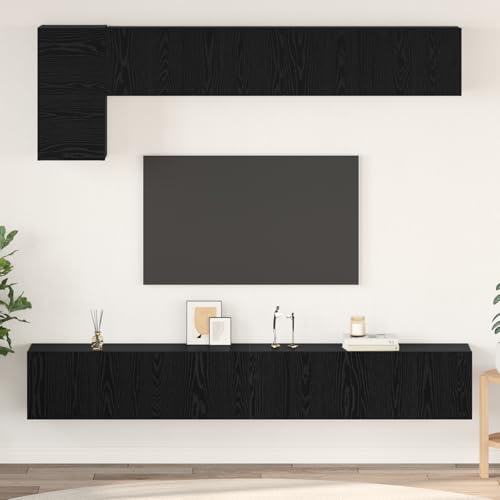 HOMEELIKE TV-Schrank-Set mit Regal Sonstiges 5 pcs Schwarz Eiche 100 x 30 x 30 cm von HOMEELIKE