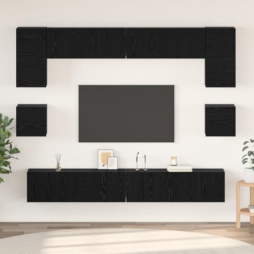 HOMEELIKE TV-Schrank-Set mit Regal Sonstiges 8 pcs Schwarz Eiche 100 x 30 x 30 cm von HOMEELIKE