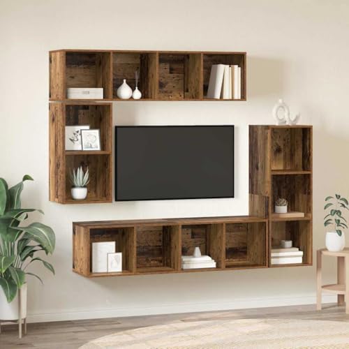 4er Set TV Schrank Altholz Design Holzplatte mit Stauraum Wand TV Board 4er Set TV Schrank Altholz Design Holzplatte mit Stauraum Wand TV Board von HOMEELIKE