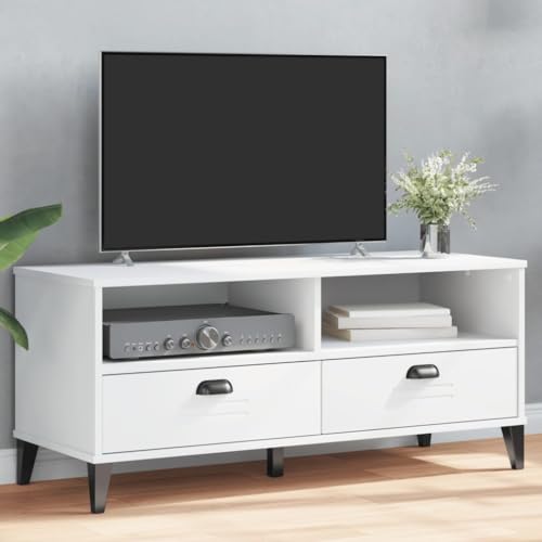 TV Sideboard Weiss Langlebiger Holzwerkstoff Industrie Stil Stabiles Regal Fur DVDs Zeitschriften Deko TV Sideboard Weiss Langlebiger Holzwerkstoff Industrie Stil Stabiles Regal Fur DVDs Zeitschriften Deko von HOMEELIKE