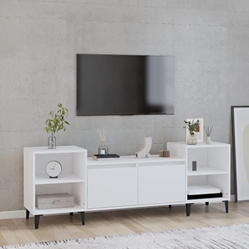 TV Lowboard Wei? 160x35x55 cm Holzwerkstoff mit 6 F?Chern von HOMEELIKE