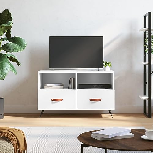 Robuster TV Unterschrank in Wei? aus Holzwerkstoff mit Metallbeinen von HOMEELIKE