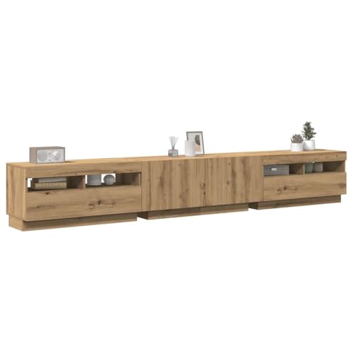 HOMEELIKE TV-Schrank mit LED-Leuchten Artisan-Eiche 260x35x40 cm von HOMEELIKE