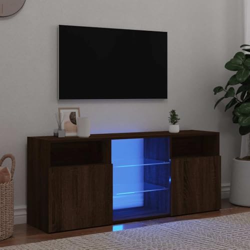 HOMEELIKE Modernes Design Regal mit RGB LED Lichtern Braun Eichenoptik HOMEELIKE Modernes Design Regal mit RGB LED Lichtern Braun Eichenoptik von HOMEELIKE