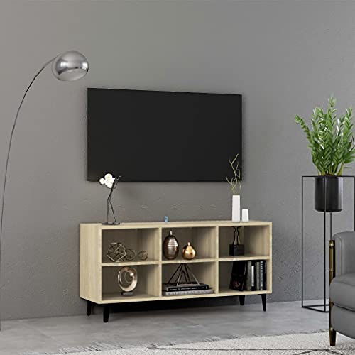TV Lowboard mit 6 F?Chern und Metallgestell Stabiler Fernsehschrank in Sonoma Eiche TV Lowboard mit 6 F?Chern und Metallgestell Stabiler Fernsehschrank in Sonoma Eiche von HOMEELIKE