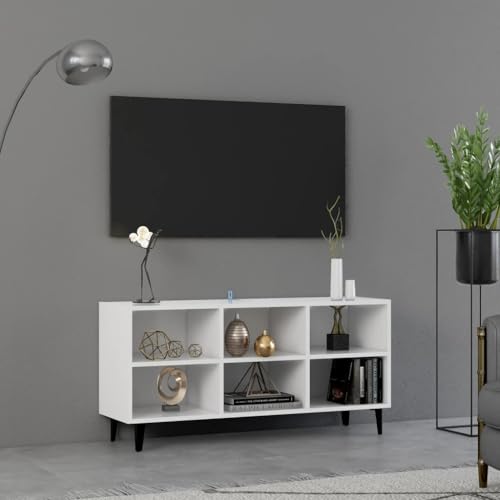 HOMEELIKE TV Board Wei? 103,5 cm mit 6 F?Chern und Metallgestell f¨¹r Wohnzimmer HOMEELIKE TV Board Wei? 103,5 cm mit 6 F?Chern und Metallgestell f¨¹r Wohnzimmer von HOMEELIKE