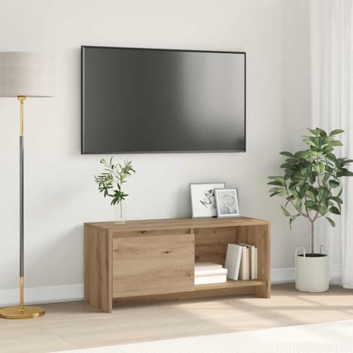 HOMEELIKE Eleganter TV Schrank in Eiche Nachbildung 90 cm breit ideal f¨¹r Wohn- und Arbeitsbereiche von HOMEELIKE