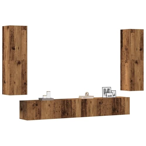 HOMEELIKE TV-Wandschr?nke 4 STK. Altholz-Optik Holzwerkstoff von HOMEELIKE