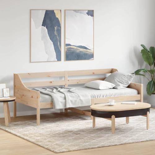 HOMEELIKE Tagesbett Holz 80x200 cm Ohne Matratze Kiefernholz Natur Mehrfachnutzung Sofa Schlafplatz von HOMEELIKE
