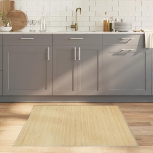 HOMEELIKE Teppich Quadratisch Hell Natur 100x100 cm Bambus von HOMEELIKE