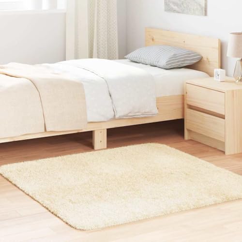 HOMEELIKE Teppich Shaggy Hochflor NAVARRA Creme 120x120 cm Polyester von HOMEELIKE