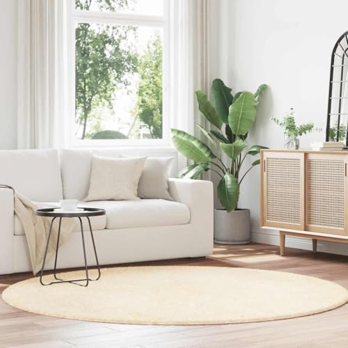 HOMEELIKE Teppich Shaggy Hochflor NAVARRA Creme 200x200 cm Polyester von HOMEELIKE