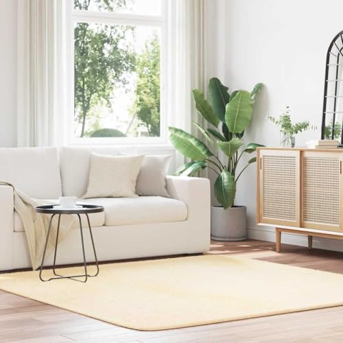 HOMEELIKE Teppich Shaggy Hochflor NAVARRA Creme 200x200 cm Polyester von HOMEELIKE
