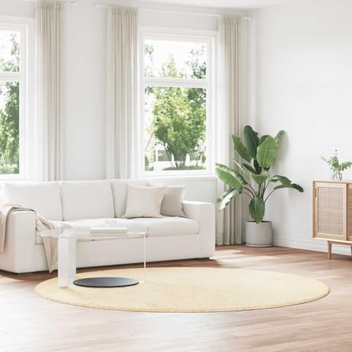 HOMEELIKE Teppich Shaggy Hochflor NAVARRA Creme 240x240 cm Polyester von HOMEELIKE