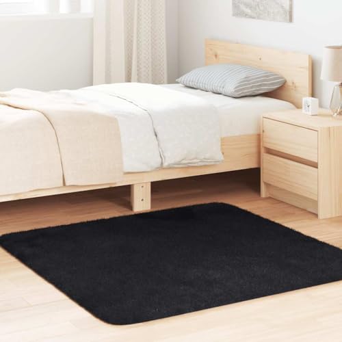 HOMEELIKE Teppich Shaggy Hochflor NAVARRA Schwarz 120x120 cm Polyester von HOMEELIKE