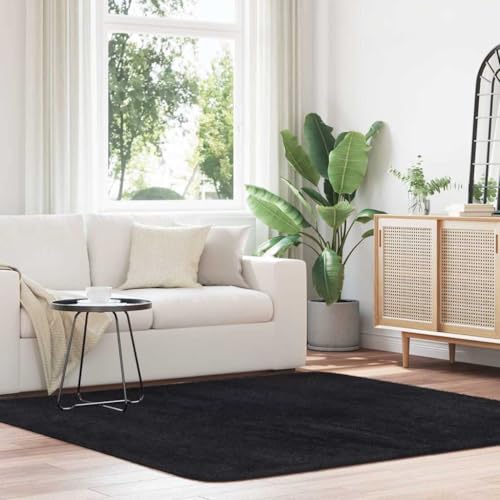 HOMEELIKE Teppich Shaggy Hochflor NAVARRA Schwarz 200x200 cm Polyester von HOMEELIKE