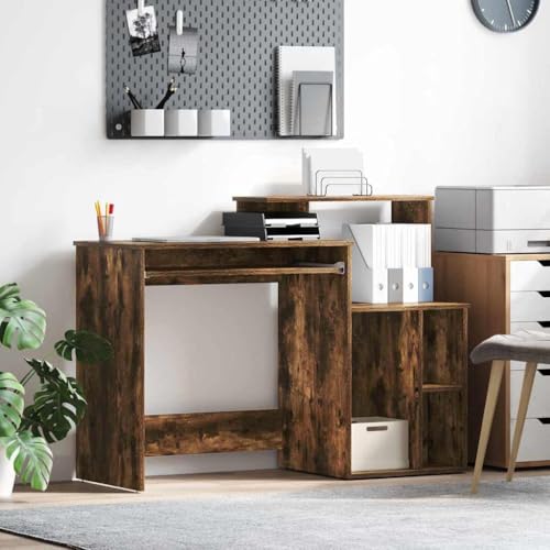 HOMEELIKE Tisch mit Stauraum mit Regal Raeuchereiche 120,5 x 44 x 88,5 cm HOMEELIKE Tisch mit Stauraum mit Regal Raeuchereiche 120,5 x 44 x 88,5 cm von HOMEELIKE