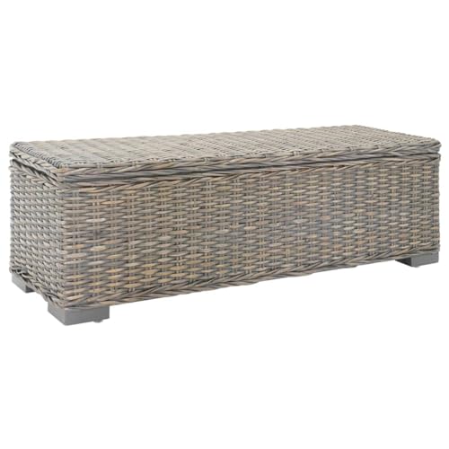 HOMEELIKE Truhe Grau 110 cm Natur Kubu Rattan & Massivholz Mahagoni HOMEELIKE Truhe Grau 110 cm Natur Kubu Rattan & Massivholz Mahagoni von HOMEELIKE
