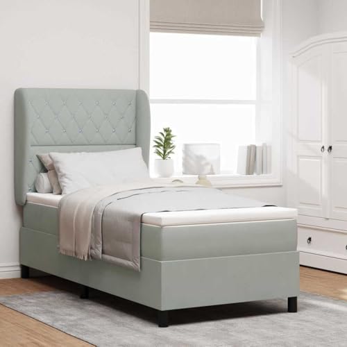 HOMEELIKE Verstellbares Boxspringbett 100 x 200 cm Mit Matratze Samtbezug Hellgrau von HOMEELIKE