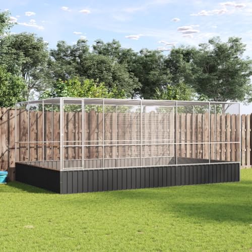 HOMEELIKE Voliere mit Erweiterung Silbern 518x307x212 cm Stahl von HOMEELIKE