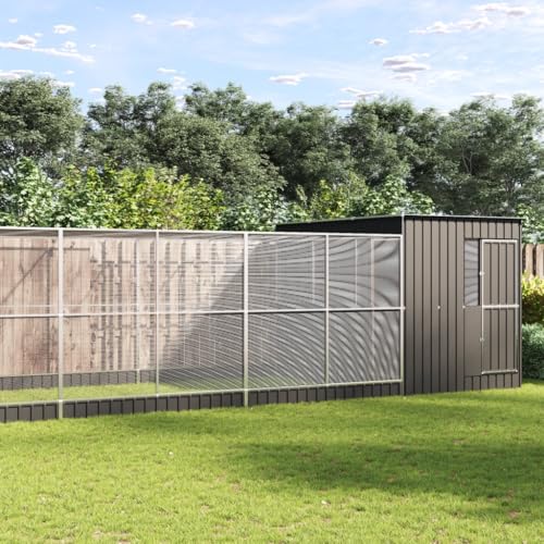 HOMEELIKE Voliere mit Erweiterung Silbern 704x303x216 cm Stahl von HOMEELIKE