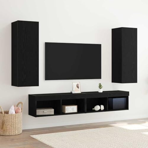 HOMEELIKE Wandmontierter TV Schrank 2er Set Eiche Dunkel 30,5 x 30 x 90 cm von HOMEELIKE