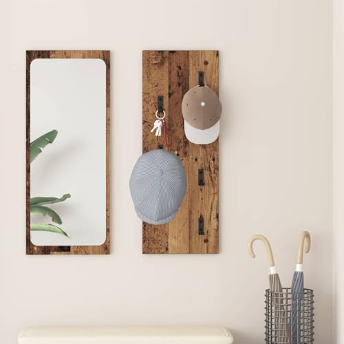 HOMEELIKE Wandmontierter Kleiderst?nder Altholz 30 x 1.5 x 80 cm Stabiler Holzkleiderst?nder f¨¹r Flur und Eingangsbereich von HOMEELIKE