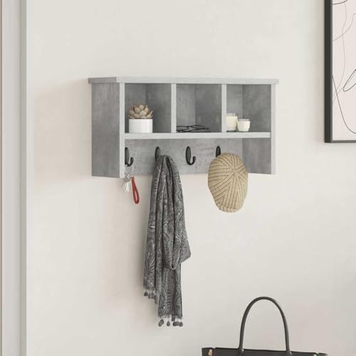 HOMEELIKE Wandmontierter Kleiderst?nder Betongrau 50 x 16 x 26 cm Moderner Garderobenst?nder Mit Haken Und Ablagefl?chen von HOMEELIKE