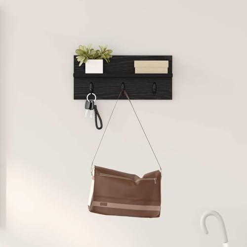 HOMEELIKE Wandmontierter Kleiderst?nder Schwarze Eiche 40 x 10.5 x 18 cm Modernes Design f¨¹r Flur und Eingangsbereich von HOMEELIKE