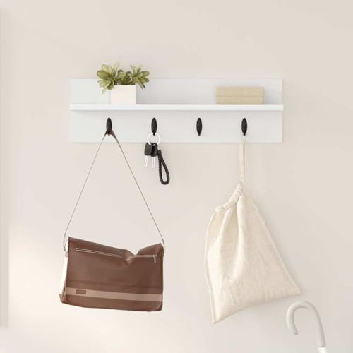 HOMEELIKE Wandmontierter Kleiderst?nder mit Regal Wei? 60 x 10.5 x 18 cm von HOMEELIKE