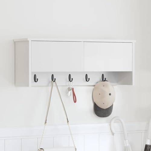 HOMEELIKE Wandmontierter Kleiderst?nder mit Regal Wei? 80 x 20 x 30 cm Stilvoller Haken Aufbewahrung f¨¹r Eingangsbereich Flur HOMEELIKE Wandmontierter Kleiderst?nder mit Regal Wei? 80 x 20 x 30 cm Stilvoller Haken Aufbewahrung f¨¹r Eingangsbereich Flur von HOMEELIKE