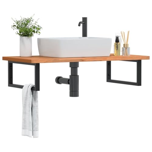 HOMEELIKE Wandregal Fur Waschbecken Stahlgestell Massivholz Elegantes Schweberegal Badezimmer HOMEELIKE Wandregal Fur Waschbecken Stahlgestell Massivholz Elegantes Schweberegal Badezimmer von HOMEELIKE