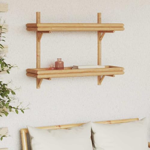 HOMEELIKE Wandregal aus Bambus 75 x 26 x 60 cm Wandmontiert Modernes Design Naturmaterial von HOMEELIKE