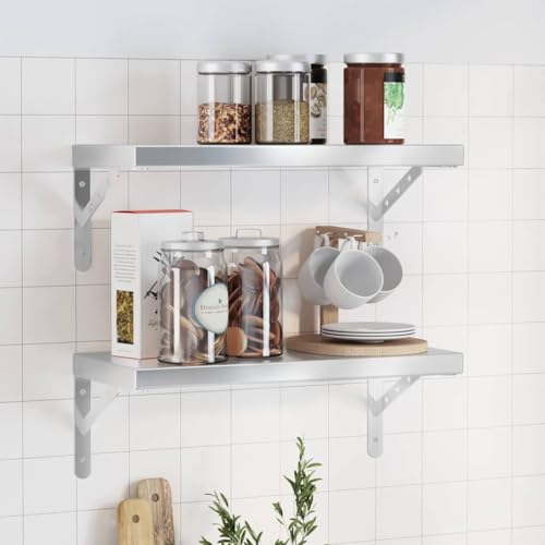 HOMEELIKE Wandregale 2er Set 50x23,5 cm Silber Metall von HOMEELIKE
