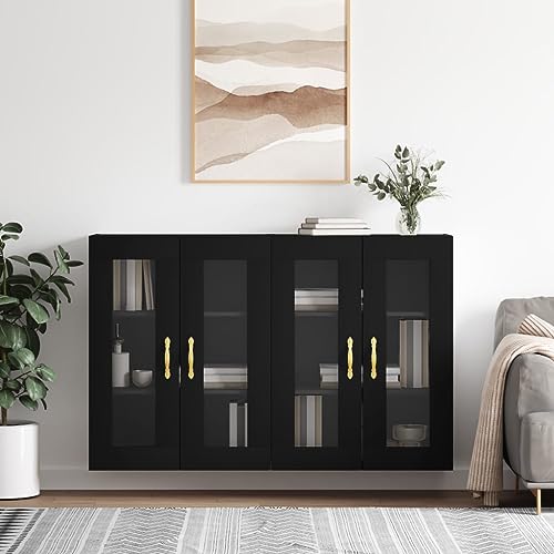 HOMEELIKE Wandschr?nke 2 STK. Schwarz Holzwerkstoff von HOMEELIKE