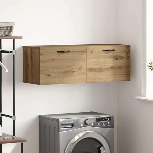HOMEELIKE Wandschrank Eiche handwerklich 100 x 36.5 x 35 cm Holzwerkstoff von HOMEELIKE