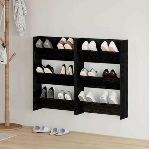 HOMEELIKE Wandschuhschr?nke mit Regal 2 pcs Schwarze Eiche Holzwerkstoff von HOMEELIKE