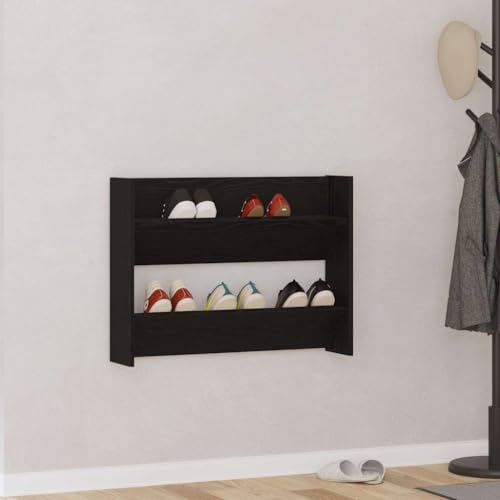 HOMEELIKE Wandschuhschr?nke mit Regal Schwarze Eiche Holzwerkstoff von HOMEELIKE