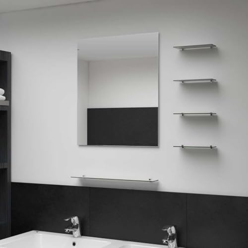 HOMEELIKE Wandspiegel mit 5 Ablagen Silbern 50¡Á60 cm von HOMEELIKE
