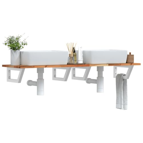 HOMEELIKE Waschbecken Ablage Wandmontage - Robustes Regal aus massivem Akazienholz und Stahl Fuer extra Stauraum im Bad HOMEELIKE Waschbecken Ablage Wandmontage - Robustes Regal aus massivem Akazienholz und Stahl Fuer extra Stauraum im Bad von HOMEELIKE