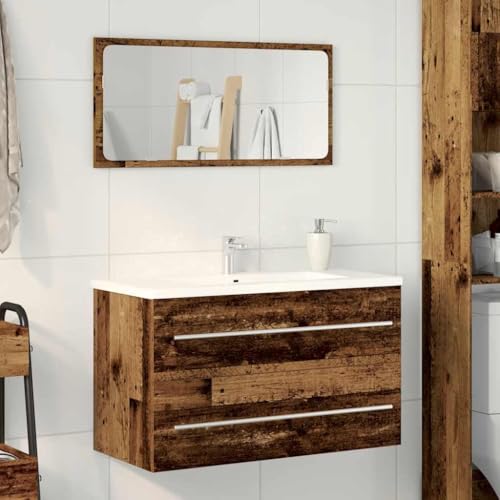 HOMEELIKE Waschbeckenunterschrank Altholz-Optik 80x38,5x48 cm von HOMEELIKE